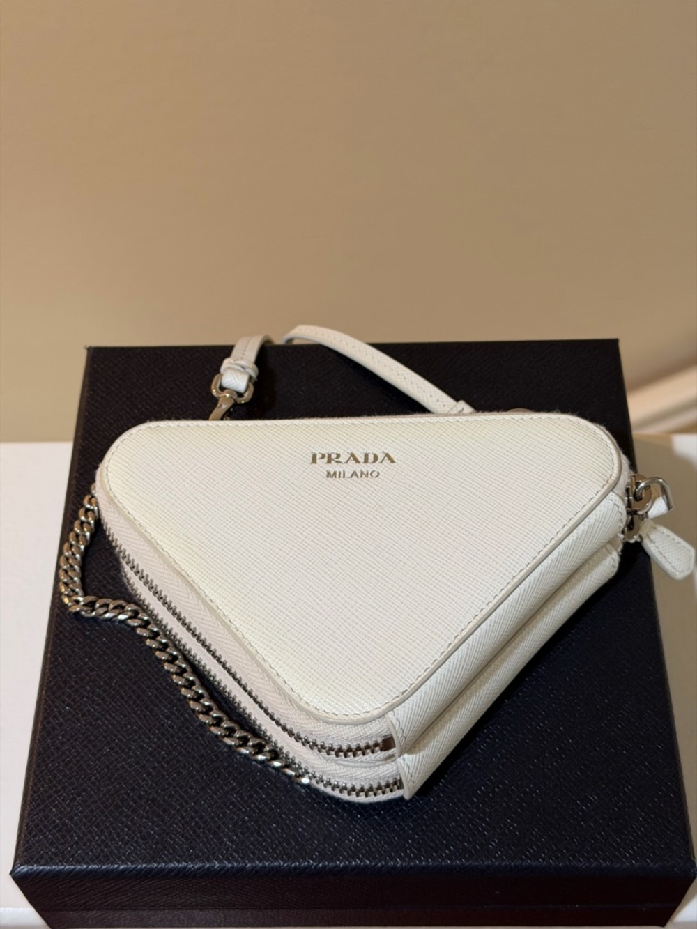 Prada White Mini Bag – Authentic – Perfect Condition – With Box & Cards - Picture 2 of 8
